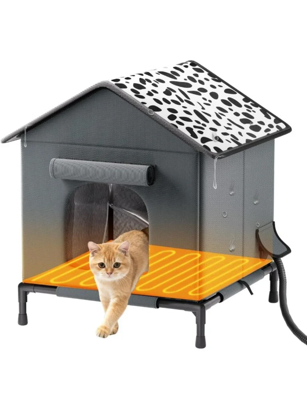 Heated Outdoor Cat House - Weatherproof Insulated Shelter with Heating Pad for